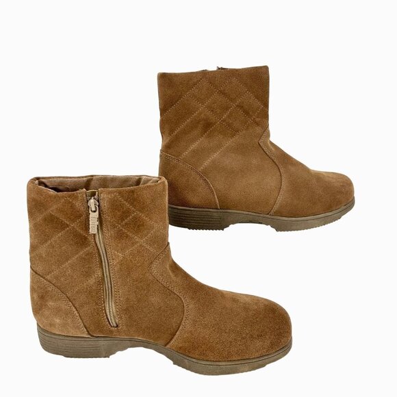 TOTES QUILTED TAN SUEDE LEATHER MEN'S SHORT BOOTS - 13 - Picture 2 of 8